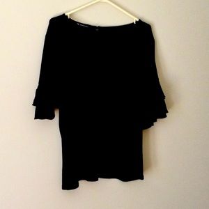 INC International Concepts black, ruffle sleeve top. Size 1X